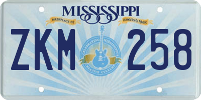 MS license plate ZKM258