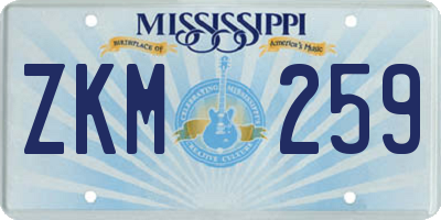 MS license plate ZKM259