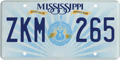MS license plate ZKM265