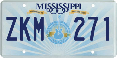 MS license plate ZKM271