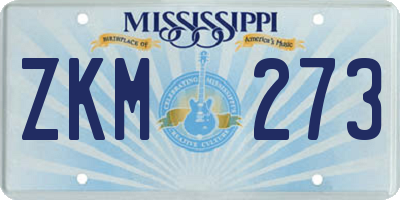 MS license plate ZKM273