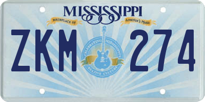 MS license plate ZKM274