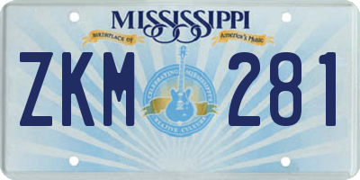 MS license plate ZKM281