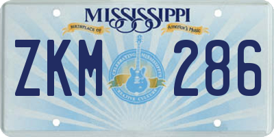 MS license plate ZKM286