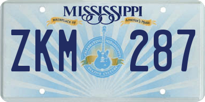 MS license plate ZKM287
