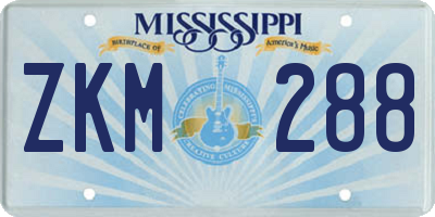MS license plate ZKM288