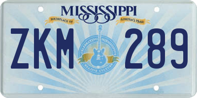 MS license plate ZKM289