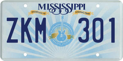 MS license plate ZKM301