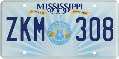 MS license plate ZKM308