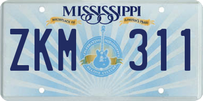 MS license plate ZKM311