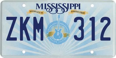 MS license plate ZKM312