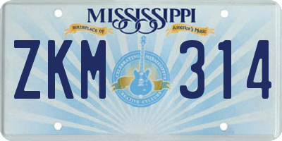 MS license plate ZKM314
