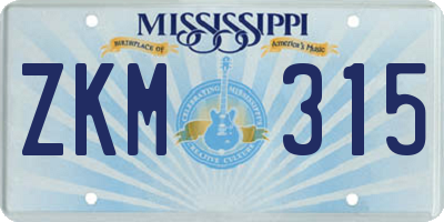 MS license plate ZKM315