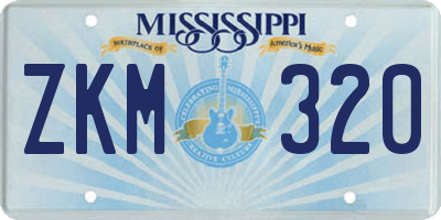 MS license plate ZKM320