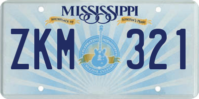MS license plate ZKM321