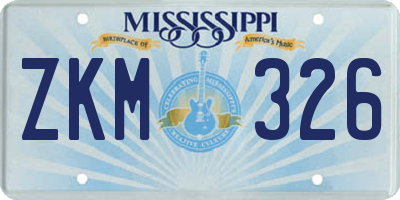 MS license plate ZKM326
