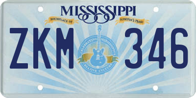 MS license plate ZKM346