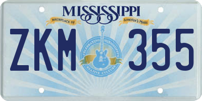 MS license plate ZKM355