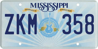 MS license plate ZKM358