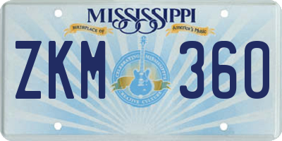 MS license plate ZKM360