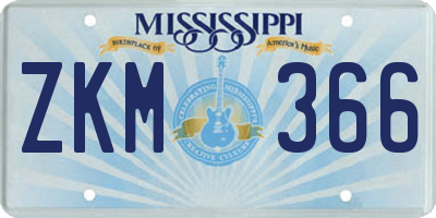 MS license plate ZKM366