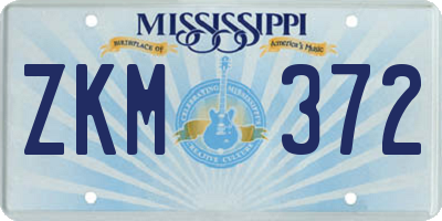 MS license plate ZKM372