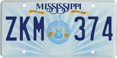 MS license plate ZKM374