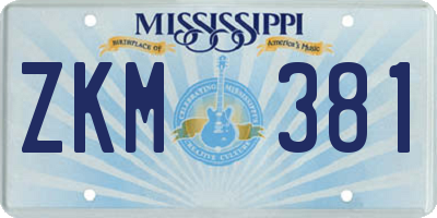 MS license plate ZKM381