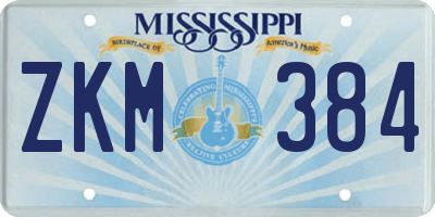 MS license plate ZKM384