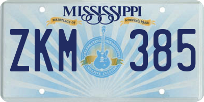 MS license plate ZKM385