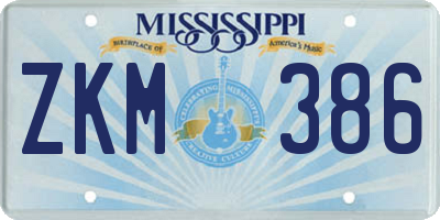 MS license plate ZKM386