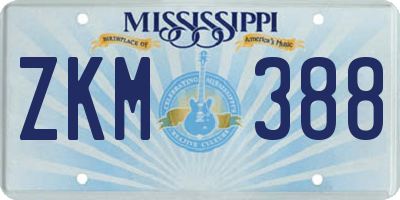 MS license plate ZKM388