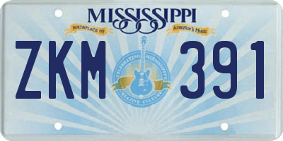 MS license plate ZKM391