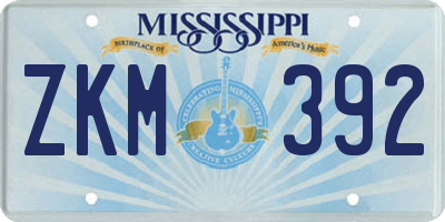 MS license plate ZKM392