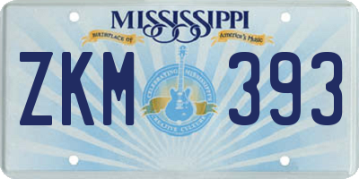MS license plate ZKM393