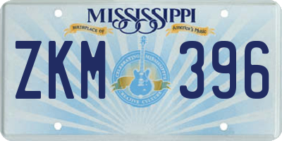 MS license plate ZKM396