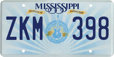 MS license plate ZKM398