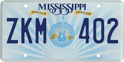 MS license plate ZKM402