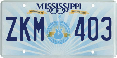MS license plate ZKM403