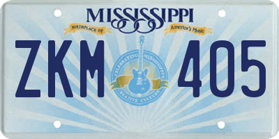 MS license plate ZKM405