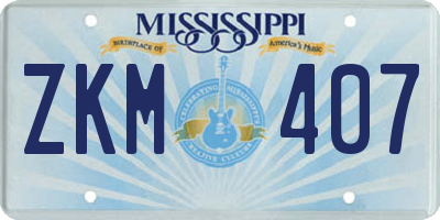 MS license plate ZKM407