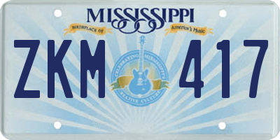 MS license plate ZKM417