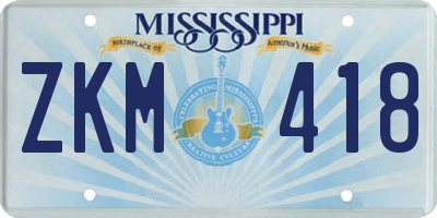 MS license plate ZKM418