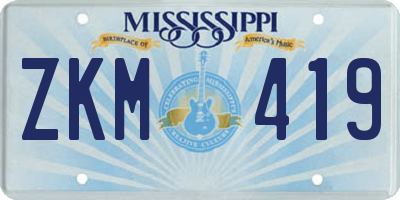 MS license plate ZKM419