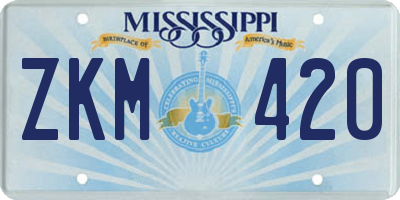 MS license plate ZKM420