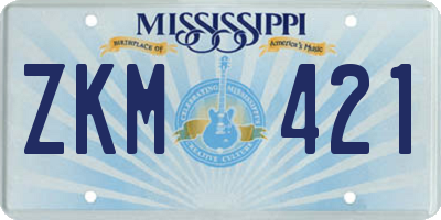 MS license plate ZKM421
