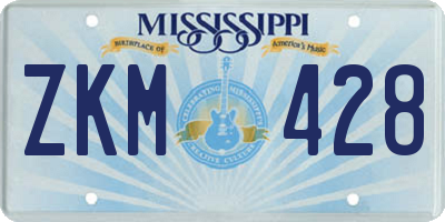 MS license plate ZKM428