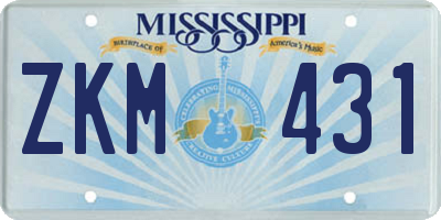 MS license plate ZKM431