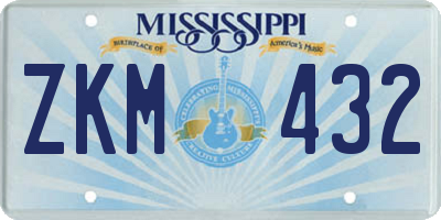 MS license plate ZKM432
