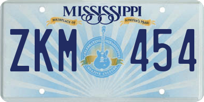 MS license plate ZKM454